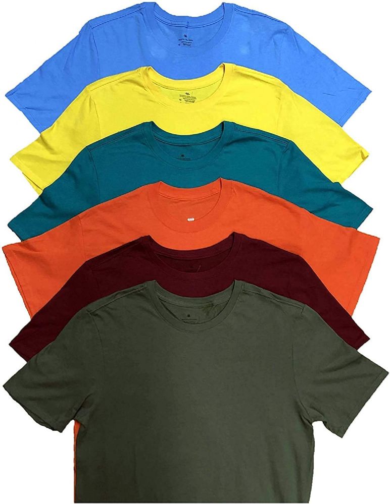 Mens Cotton Crew Neck Short Sleeve T Shirts Mix Colors Bulk Pack Size