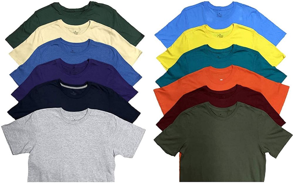 Mens Plus Size Cotton Crew Neck Short Sleeve T Shirts, Assorted Colors ...